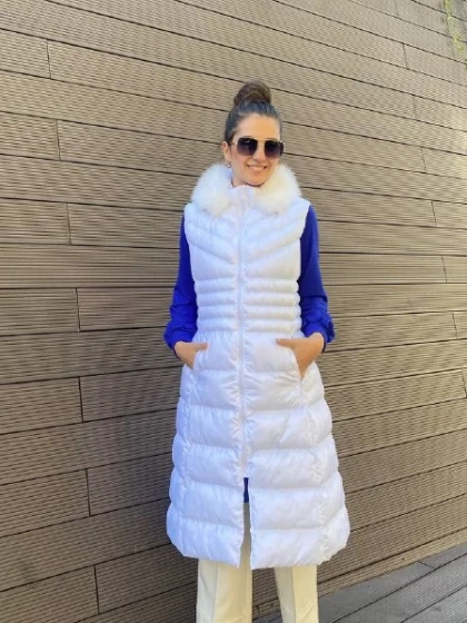 İnvee 6836 Ekru Kürklü Yelek