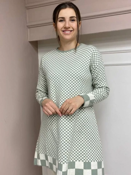 İnvee 6873 Çağla Küp Desenli Triko