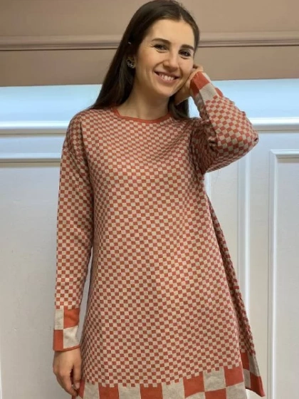 İnvee 6873 Soğan Kabuğu Küp Desenli Triko