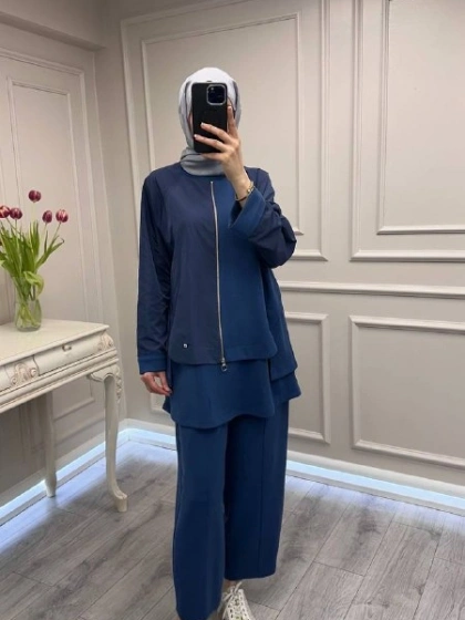 Ghisa 3610T9143 İndigo Fermuar Detaylı Takım