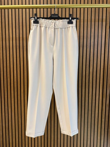 Yusuf Özdemir 26K1484 Bej Beli Lastikli Pantolon