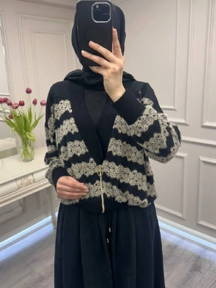 Ghisa 26KÖRHRK3353 Siyah-Camel Simli Hırka