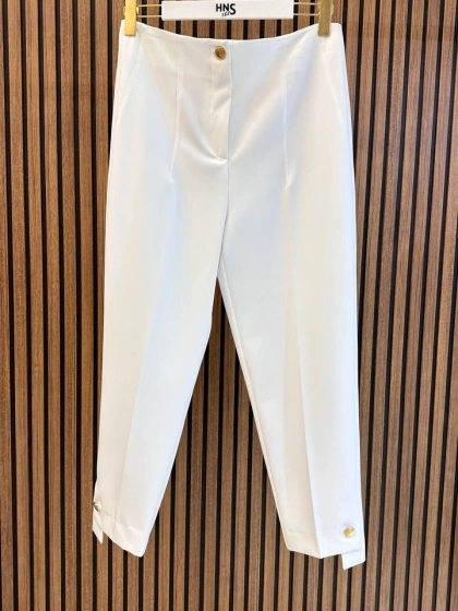 Yusuf Özdemir 25Y1543 Beyaz Düğme Detaylı Pantolon