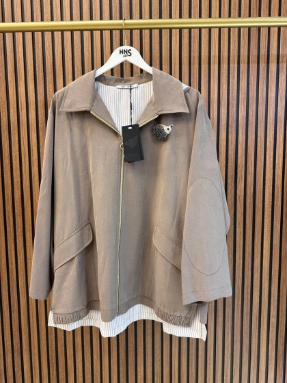 Ghisa 3610C3299 Vizon Broş Detaylı Ceket