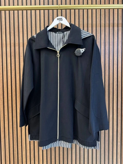 Ghisa 3610C3299 Siyah Broş Detaylı Ceket