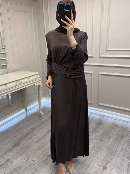 Wennora 1003 Kahve Vatkalı Elbise