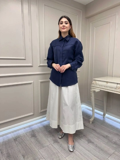 Venöve 26SSGOM0028 Lacivert Thomas Gömlek