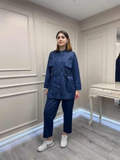 Ghisa 3610T9186 Mavi Taş Detaylı İkili Takım