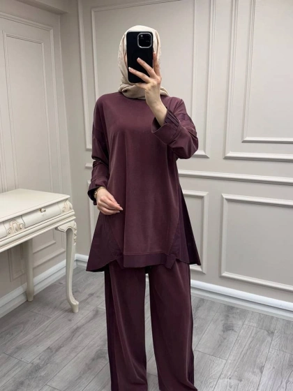 Hilay HLY0126K101.036 Mürdüm Icon Nervürlü Garni Kumaşlı Takım