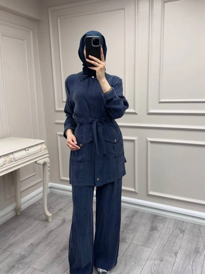 Hilay HLY0126K101.057 Lacivert Siena Beli Bağlamalı Cepli Takım