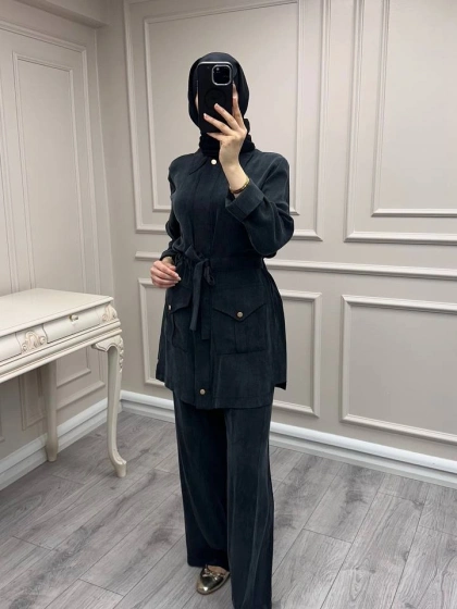 Hilay HLY0126K101.057 Siyah Siena Beli Bağlamalı Cepli Takım