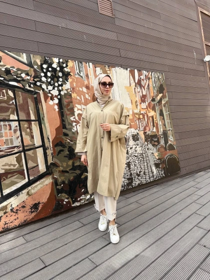 Trenç 3644 Vizon Baskı ve Taş İşleme Detaylı Kap