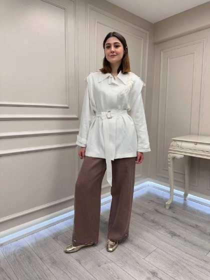 Venöve 26SSCEK0034 Beyaz Edward Ceket