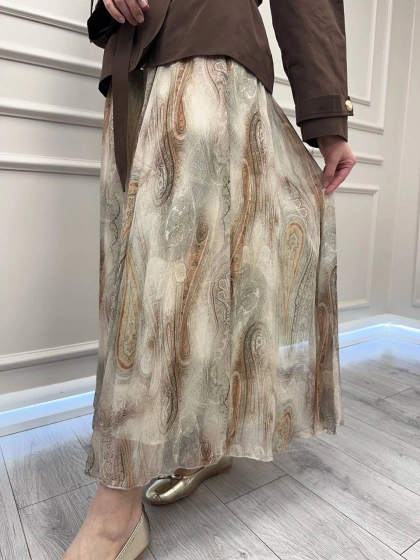 Venöve 26SSETE0011 Şal Desenli Cerny Etek