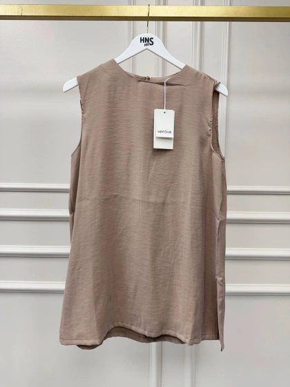 Venöve 26SSBLZ0006 Koyu Bej Mayla Bluz