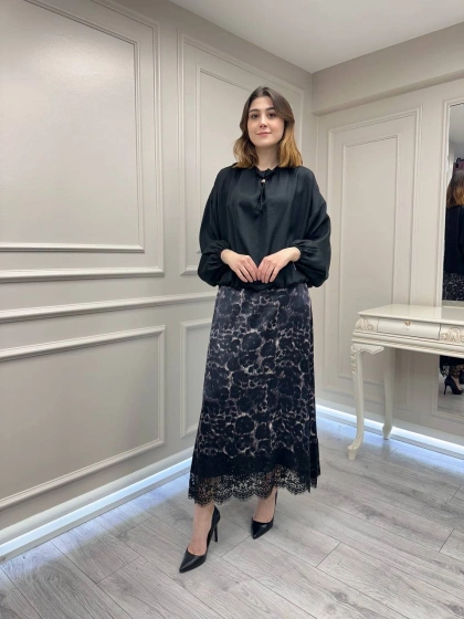 Ghisa 3610E5392 Siyah Dantel Detaylı Etek