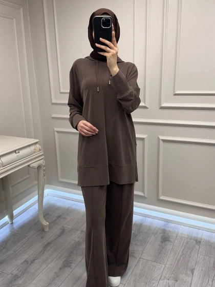 Hilay HLY0126Y101.004 Kahve Oslo Yanları Fermuarlı Takım