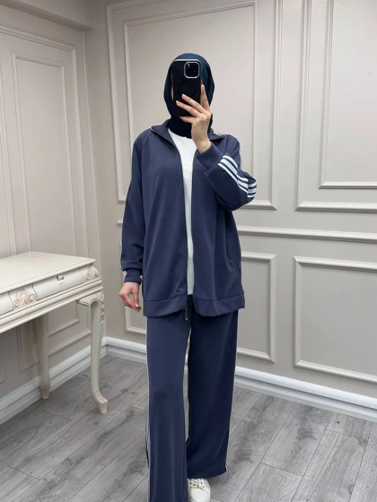 Nuss Triko 26Y1092 Lacivert Şerit Detaylı Takım