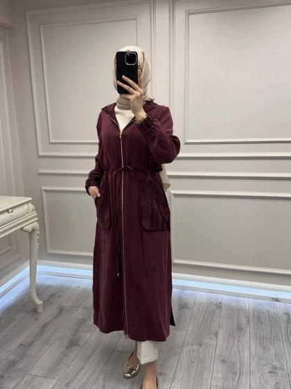 Hilay HLY0126K112.002 Mürdüm Nevada Jakar Garnili Uzun Kap