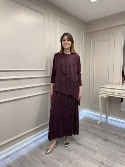 Misswhence 39002 Bordo Tunik Etek Takım