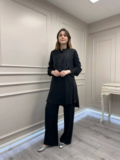 Misswhence 39019 Siyah Gömlek Pantolon Takım