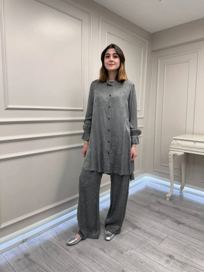 Misswhence 39019 Gri Gömlek Pantolon Takım