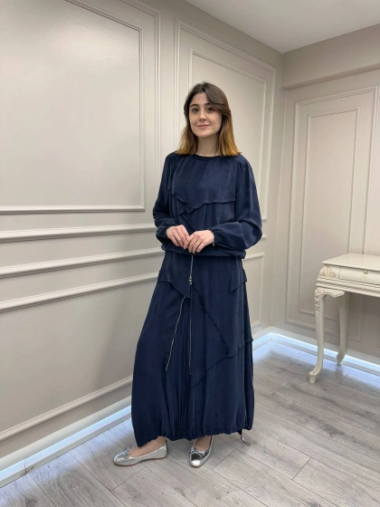 Misswhence 39020 Lacivert Eteği Fermuar Detaylı Takım