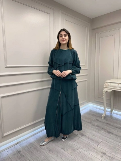 Misswhence 39020 Zümrüt Eteği Fermuar Detaylı Takım