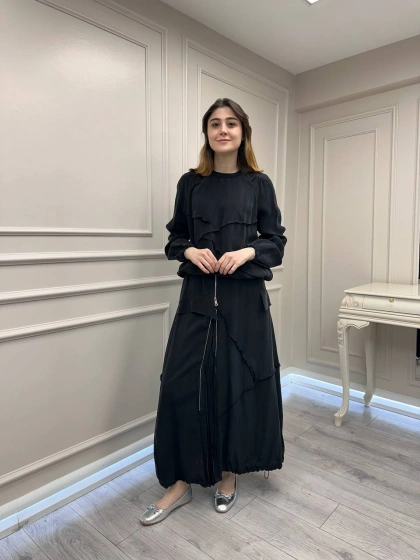 Misswhence 39020 Siyah Eteği Fermuar Detaylı Takım