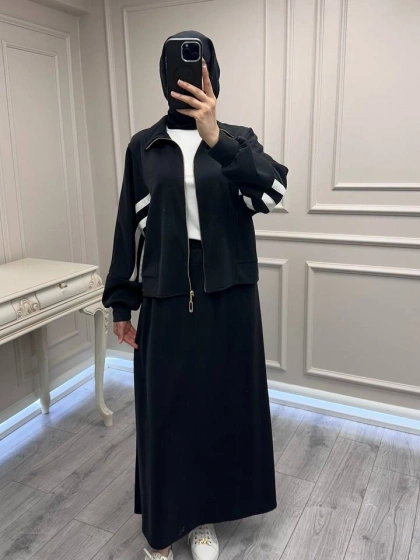 Nuss Triko 26Y1096 Siyah Etekli Takım