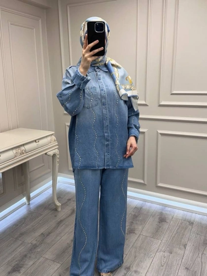 Ghisa 3611T9297 Mavi Zımba Detaylı Takım