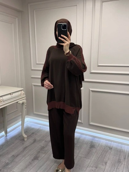 Ghisa 3630T4321 Kahve Kolları Merserize Detaylı Tunik