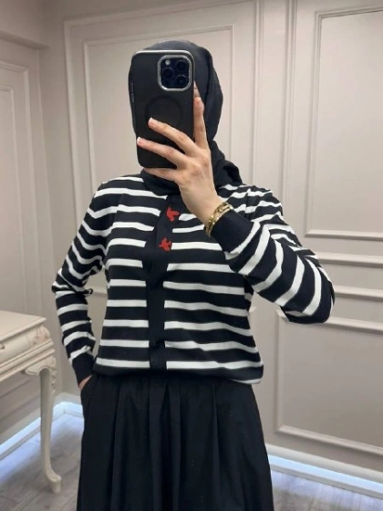 Ghisa 3620H3313 Siyah Ekru Hırka