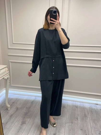 Ghisa 3610T9164 Siyah Önü Düğme Detaylı Takım