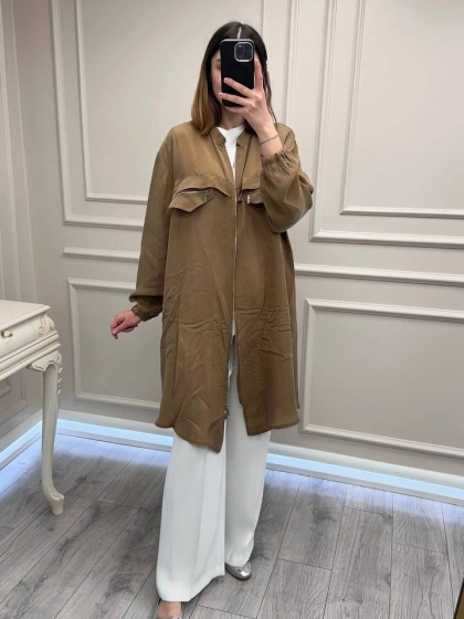 Misswhence 39310 Camel Önü Fermuarlı Gömlek