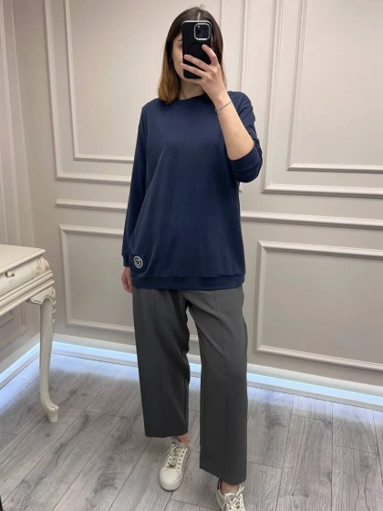 Ceremony 26Y163 Lacivert Taş İşleme Detaylı Sweat