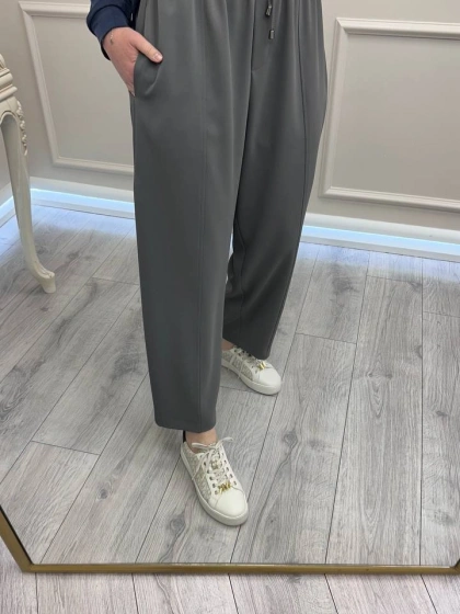 Yusuf Özdemir 26Y1558 Gri Akışkan Krep Kumaş Pantolon