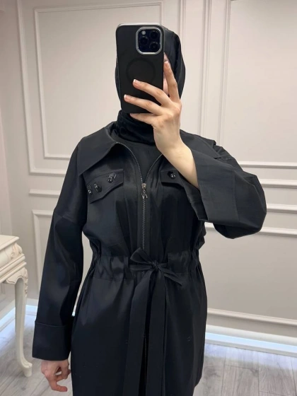 Nuss Triko 26Y6040 Siyah Taş Detaylı Kap