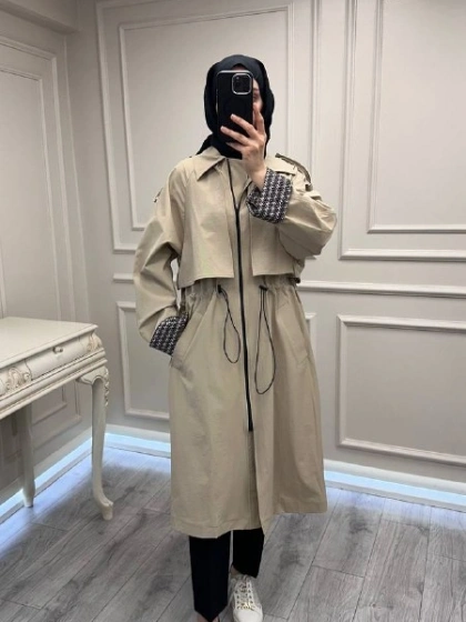 Nuss Triko 26Y6046 Bej Bilek Detaylı Kap