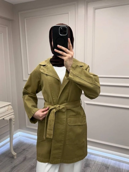 Magazin 7507 Yeşil Ara Boy Trenç