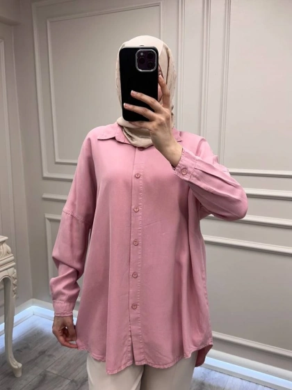 Magazin 7351 Pembe Tensel Gömlek