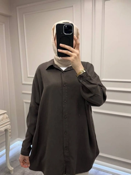 Magazin 7351 Kahve Tensel Gömlek