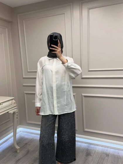 Ghisa 3611P8181 Siyah Taş Detaylı Kot Pantolon