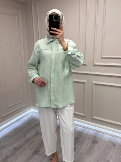 Venöve 26SSGOM0028 Mint Thomas Gömlek