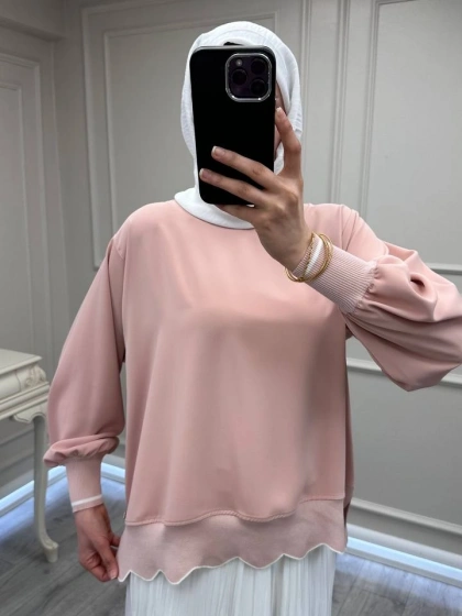 Ghisa 3630T4304 Pudra Ribana Detaylı Tunik