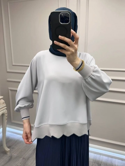 Ghisa 3630T4304 Gri Ribana Detaylı Tunik