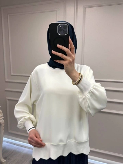 Ghisa 3630T4304 Ekru Ribana Detaylı Tunik