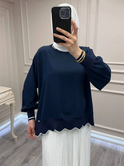 Ghisa 3630T4304 Lacivert Ribana Detaylı Tunik