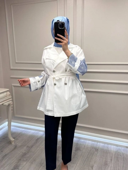 Ghisa 3610T2685 Mavi Arkası Taş Detaylı Trenç