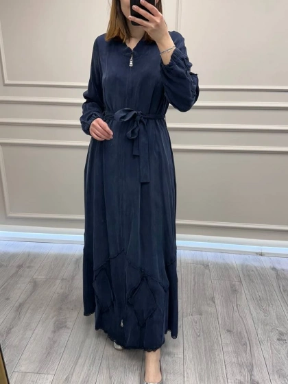 Misswhence 39500 Lacivert Etek Ucu Güpür Detaylı Ferace